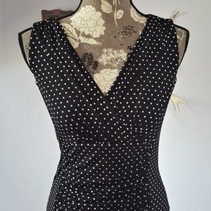 WHBM Ruched Sleeveless Polka Dot Top